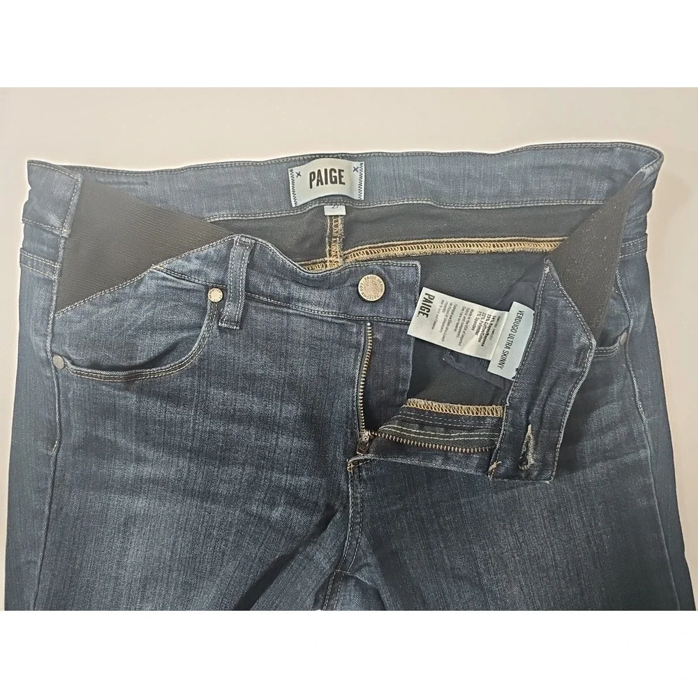 Paige Verdugo‎ Ultra Skinny Maternity Jeans Dark Wash Blue Size 27 Side Panel